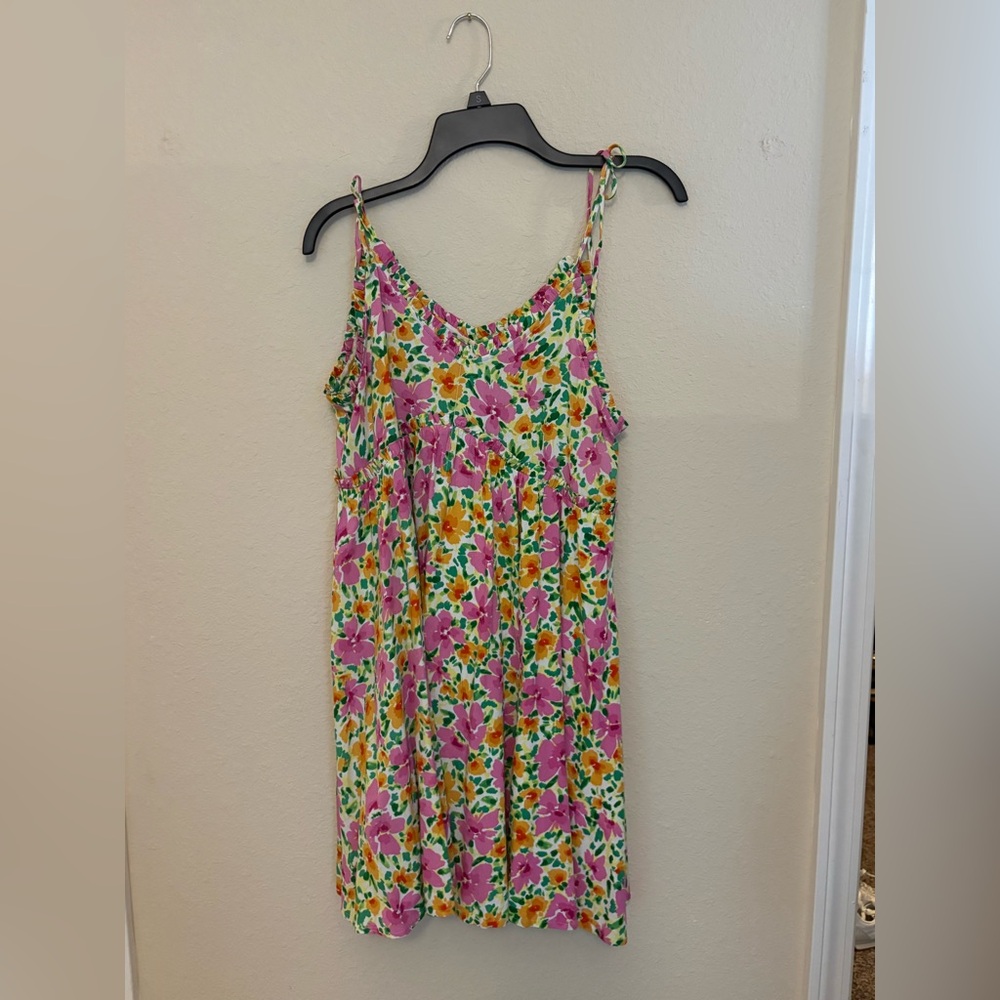 Patrons of Peace Floral Mini Dress - Pink, Green, Orange